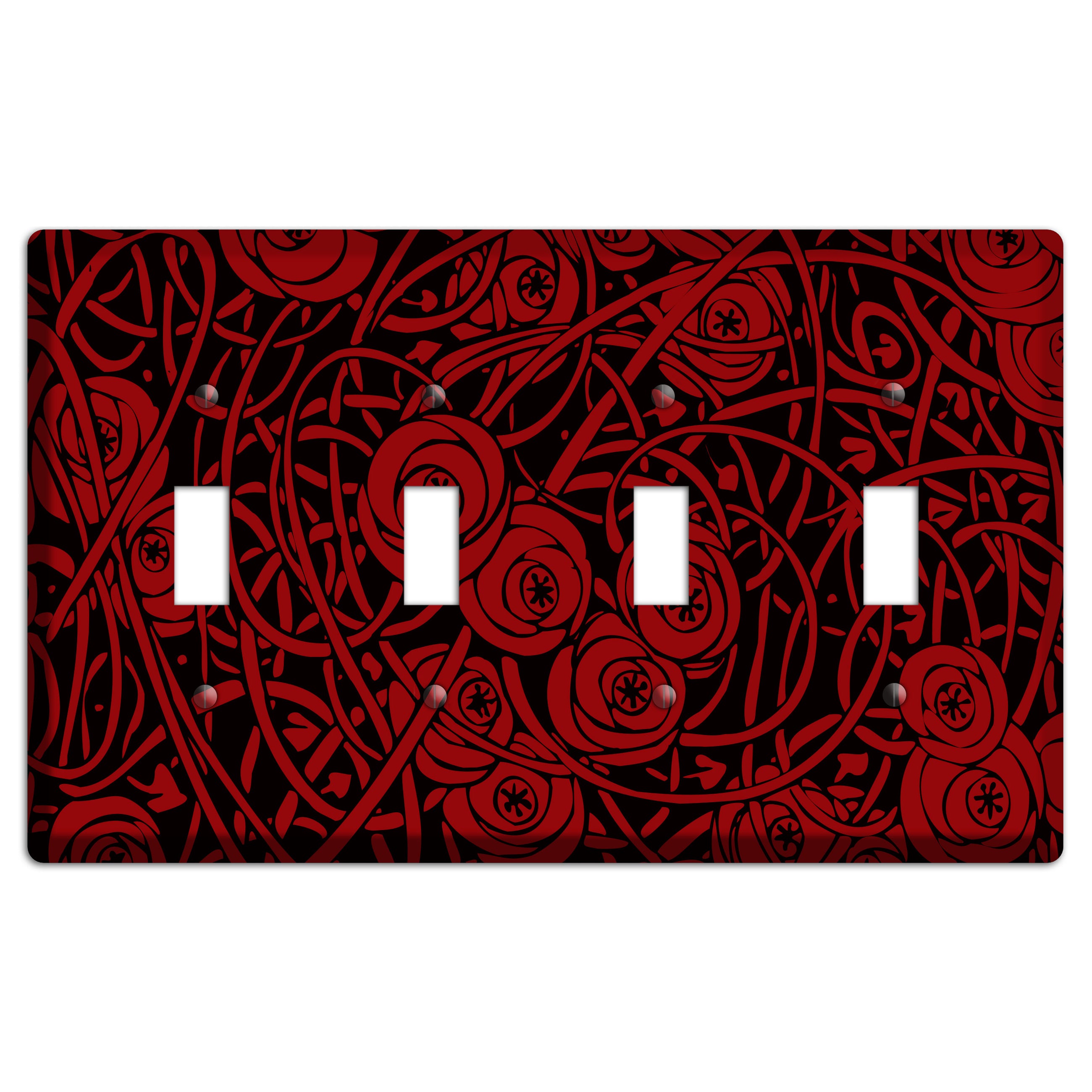 Red Deco Floral 4 Toggle Wallplate
