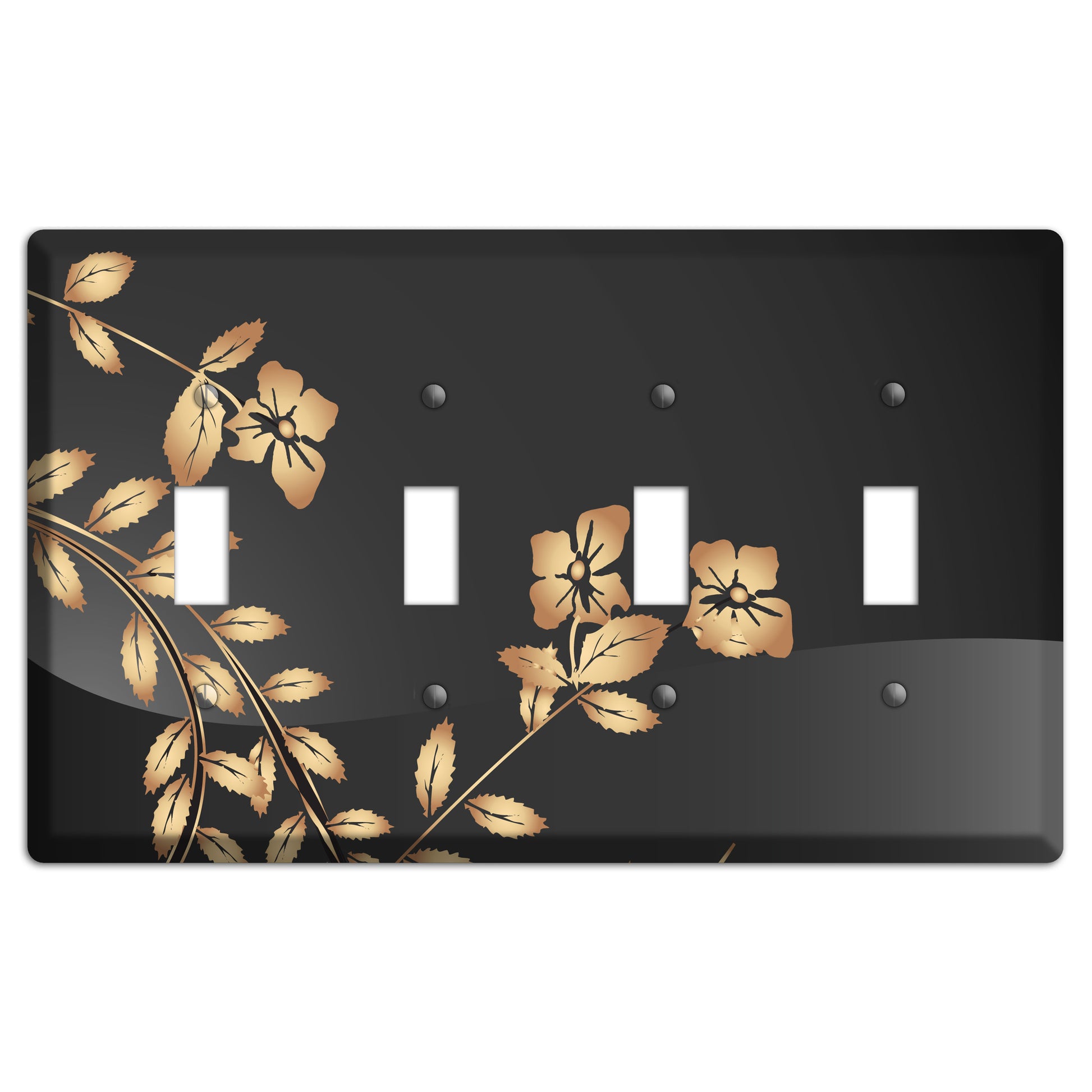 Black Sprig 4 Toggle Wallplate