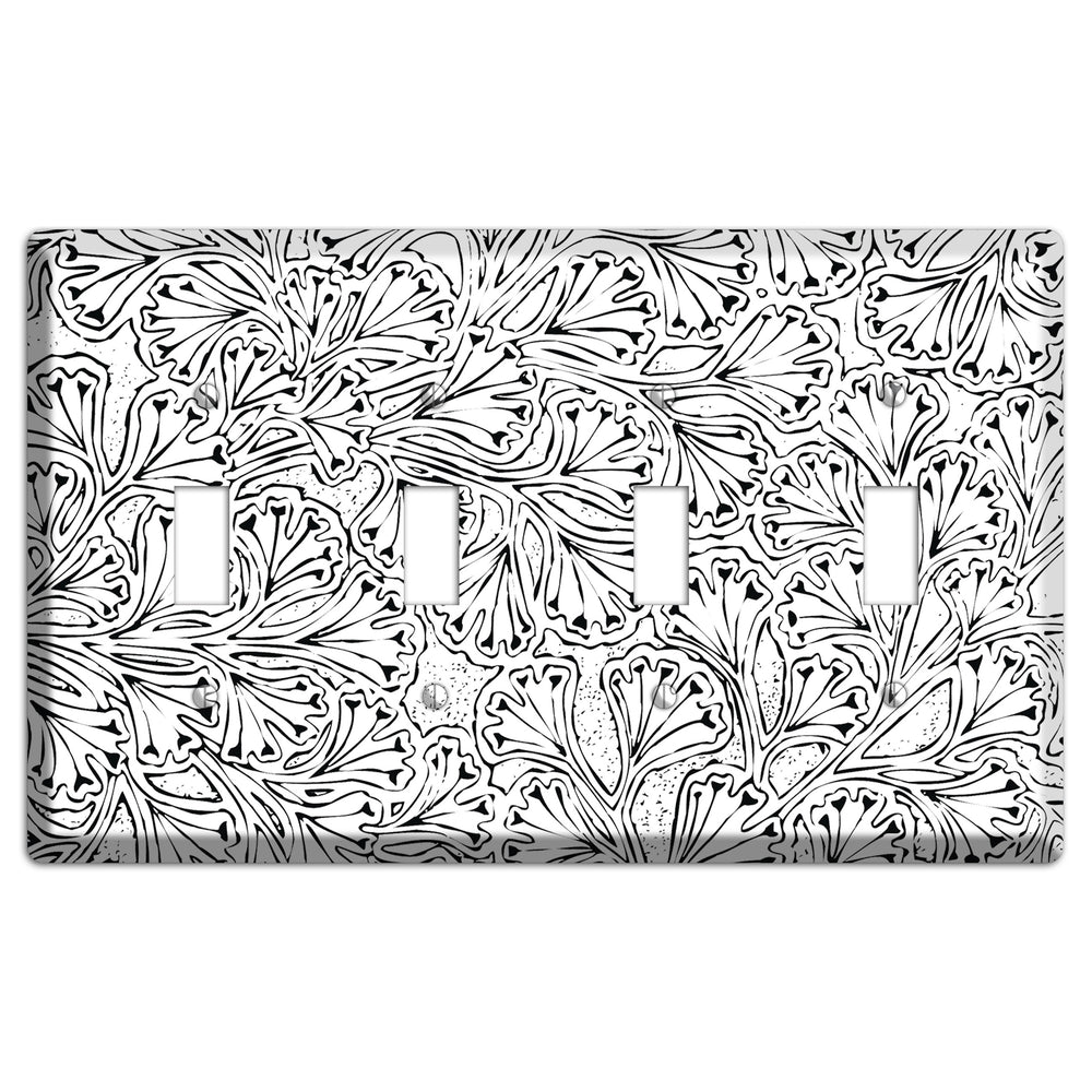 Deco Aqua Interlocking Floral 4 Toggle Wallplate
