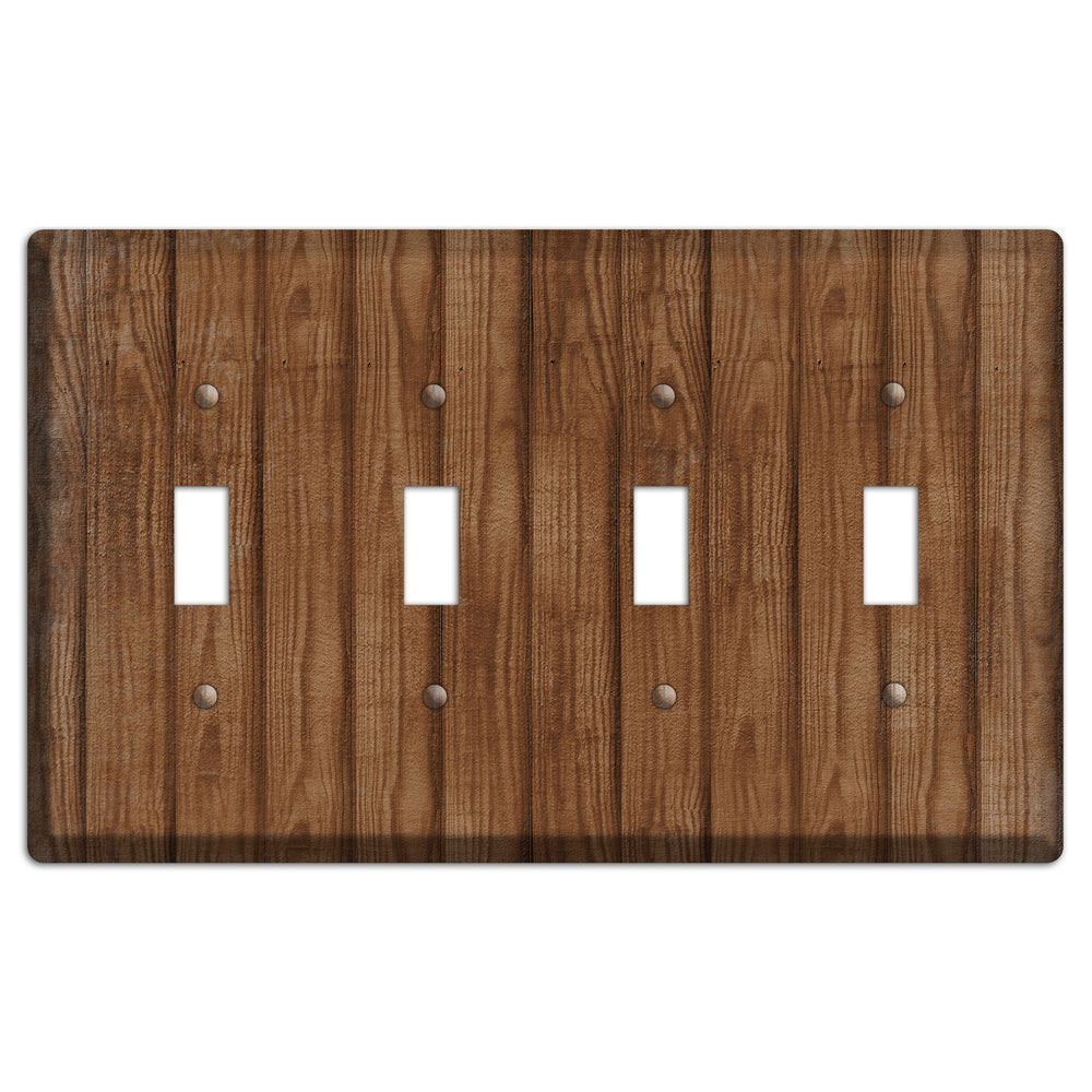 Old Copper Weathered Wood 4 Toggle Wallplate
