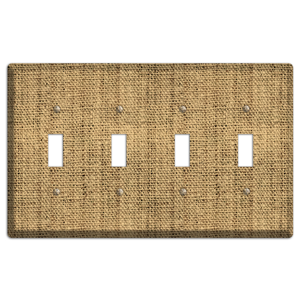 Teak Burlap 4 Toggle Wallplate