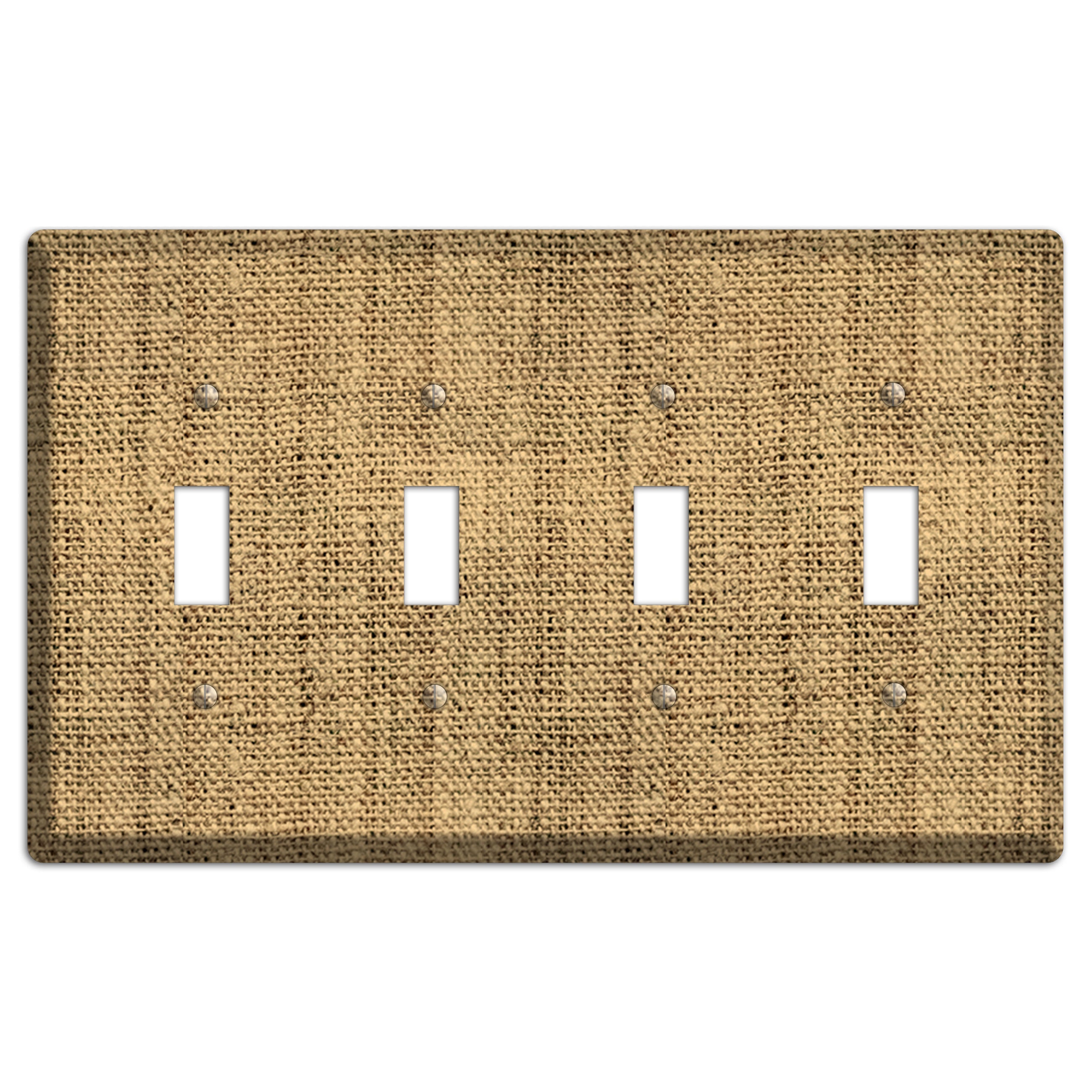 Teak Burlap 4 Toggle Wallplate