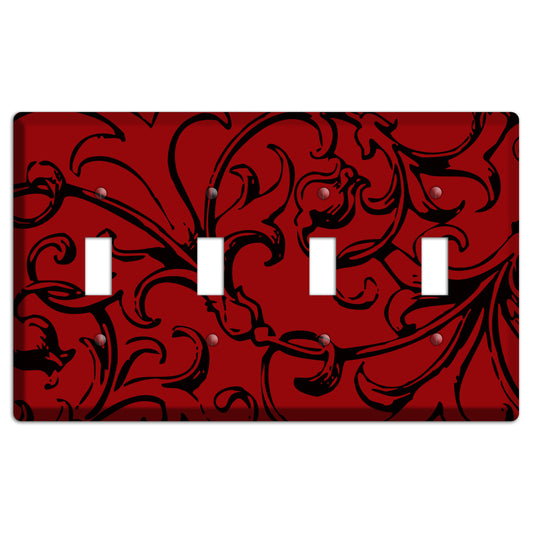 Victorian Red 4 Toggle Wallplate