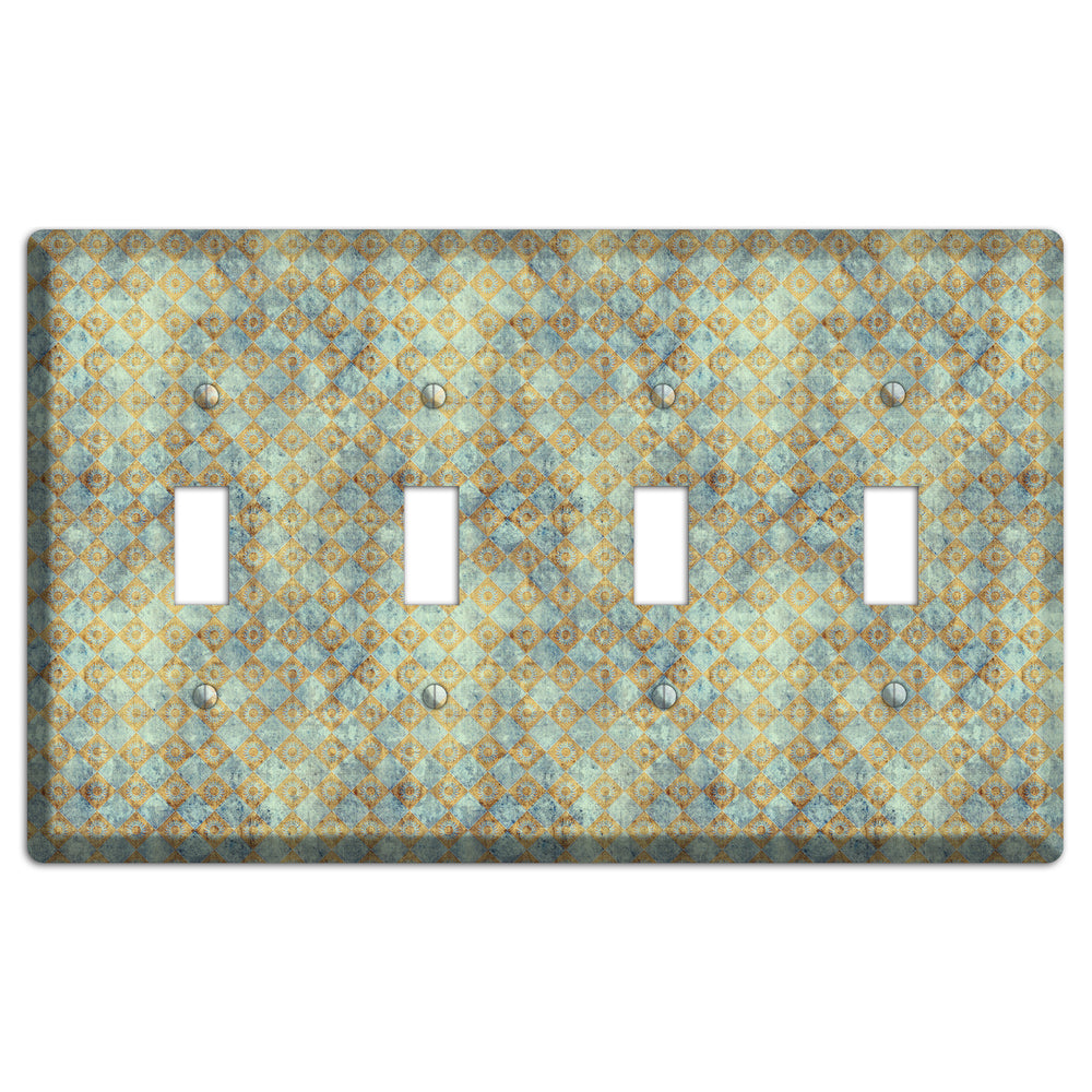 Green and Beige Diamond Circles 4 Toggle Wallplate
