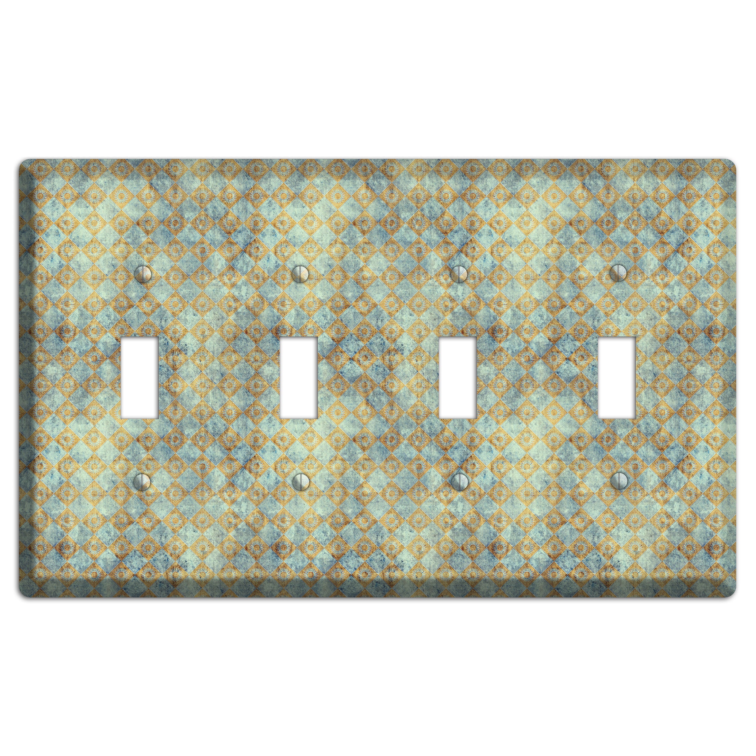 Green and Beige Diamond Circles 4 Toggle Wallplate