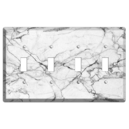 White and Gray Marble 4 Toggle Wallplate