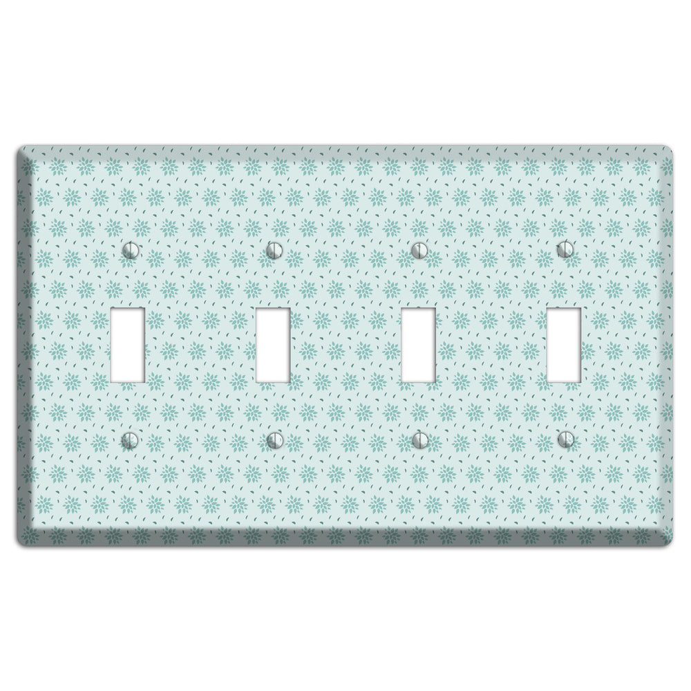 Soft Blue Calico 4 Toggle Wallplate