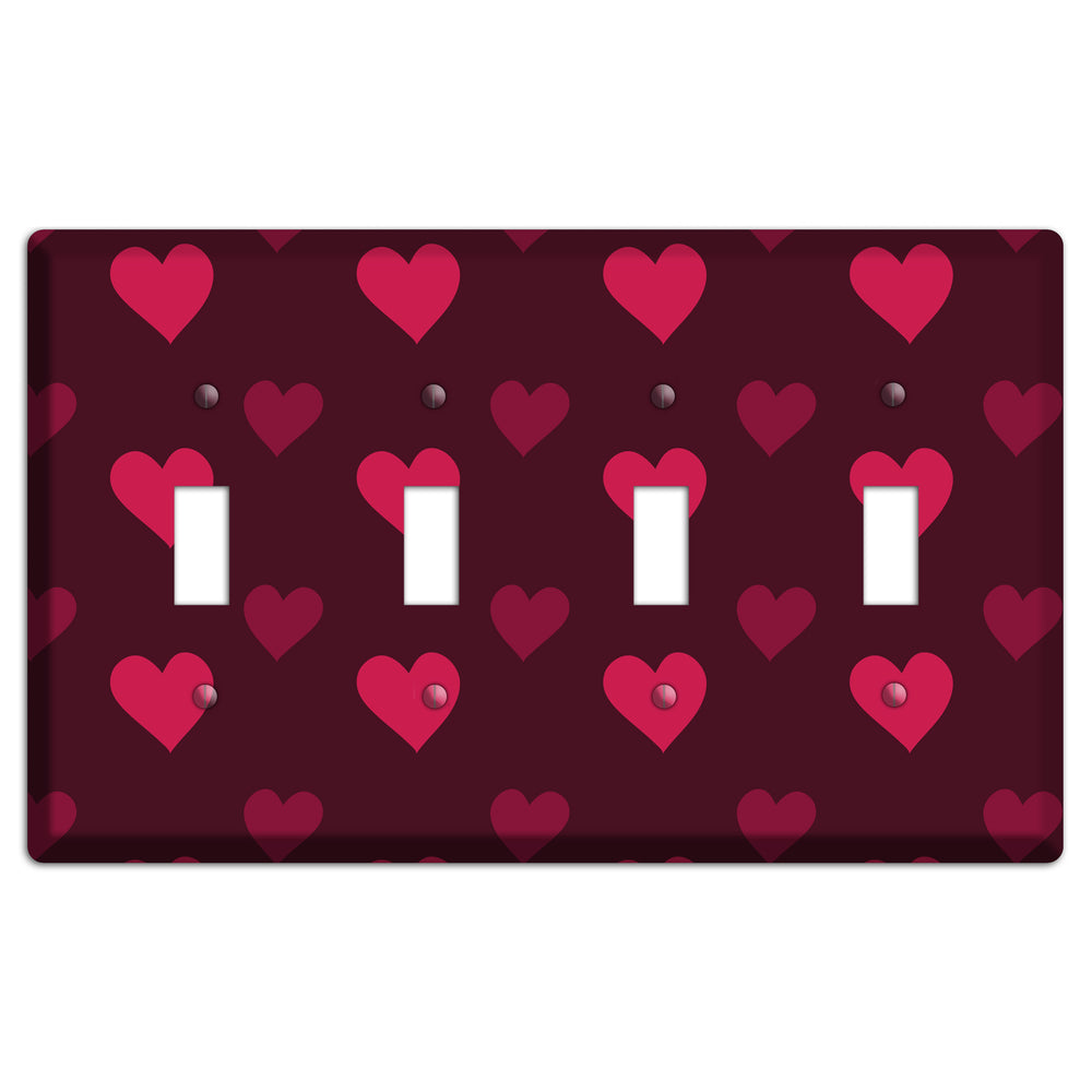Tiled Large Hearts 4 Toggle Wallplate