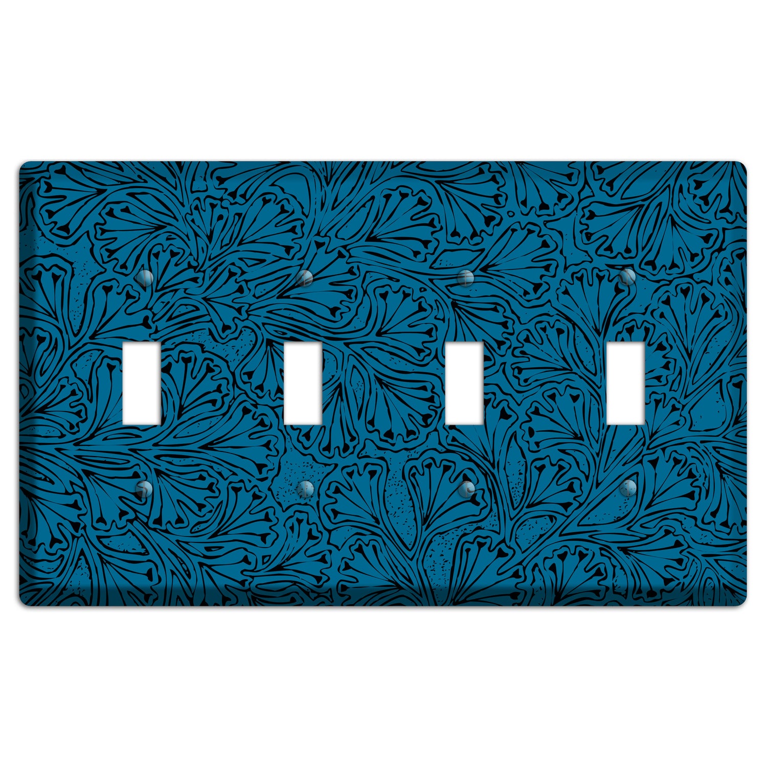 Deco Blue Interlocking Floral 4 Toggle Wallplate