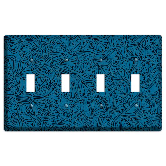Deco Blue Interlocking Floral 4 Toggle Wallplate