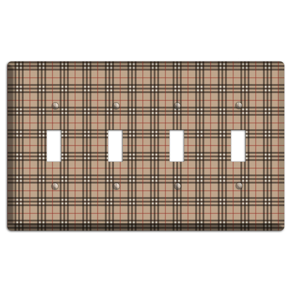 London Plaid 4 Toggle Wallplate