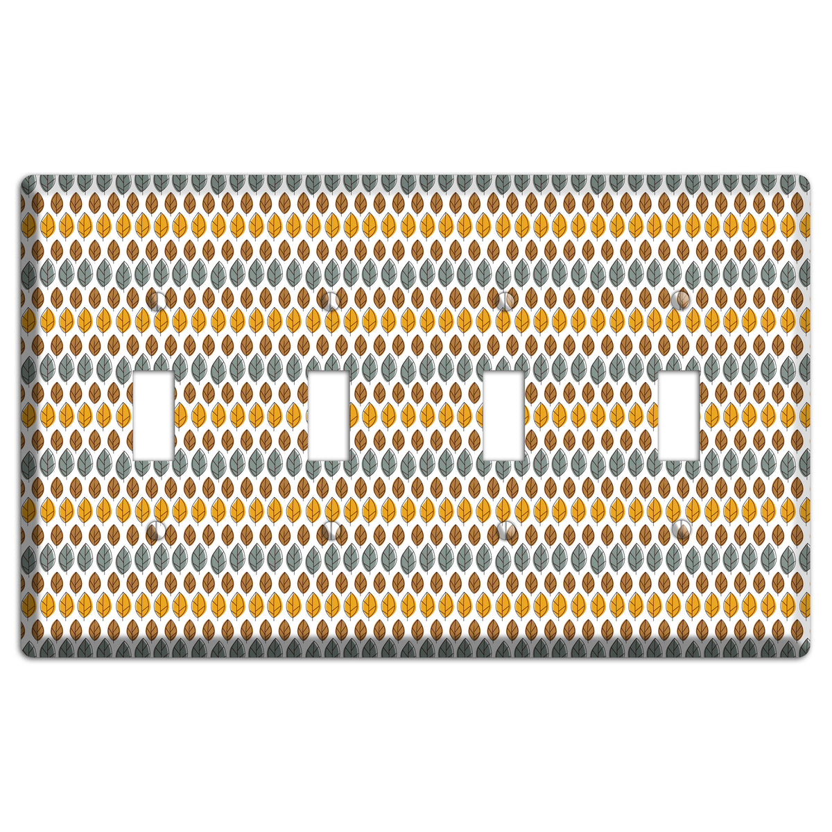 Grey Umber Mustard Dusty Blue Leaf Contour 4 Toggle Wallplate