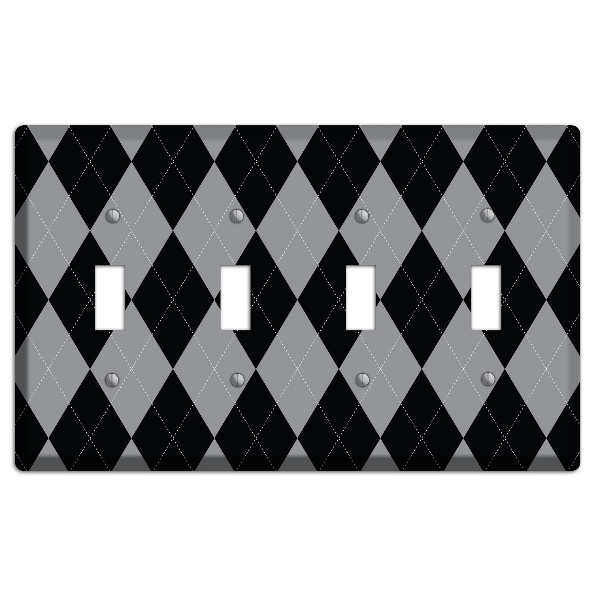 Light Purple and Black 4 Toggle Wallplate