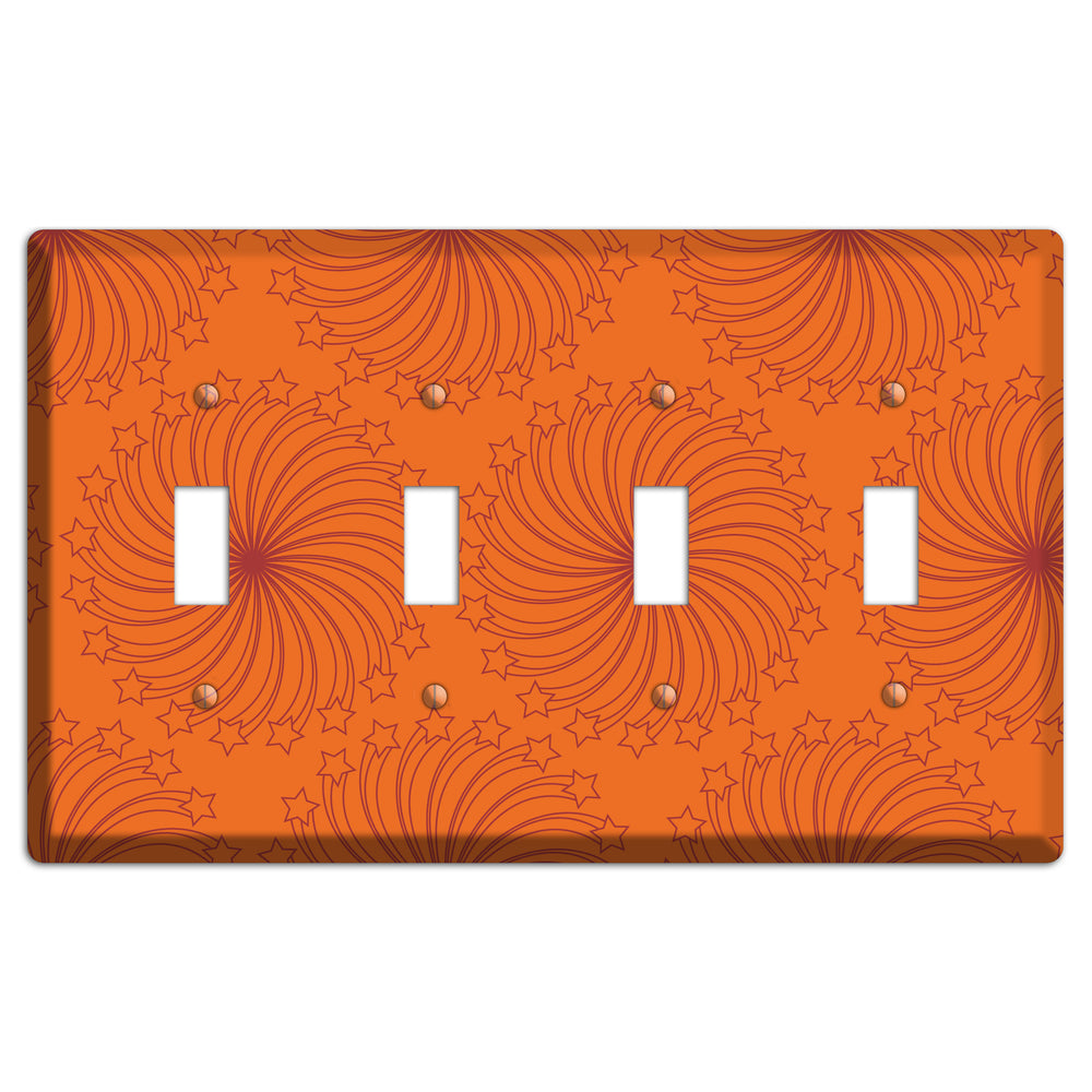Multi Orange Star Swirl 4 Toggle Wallplate
