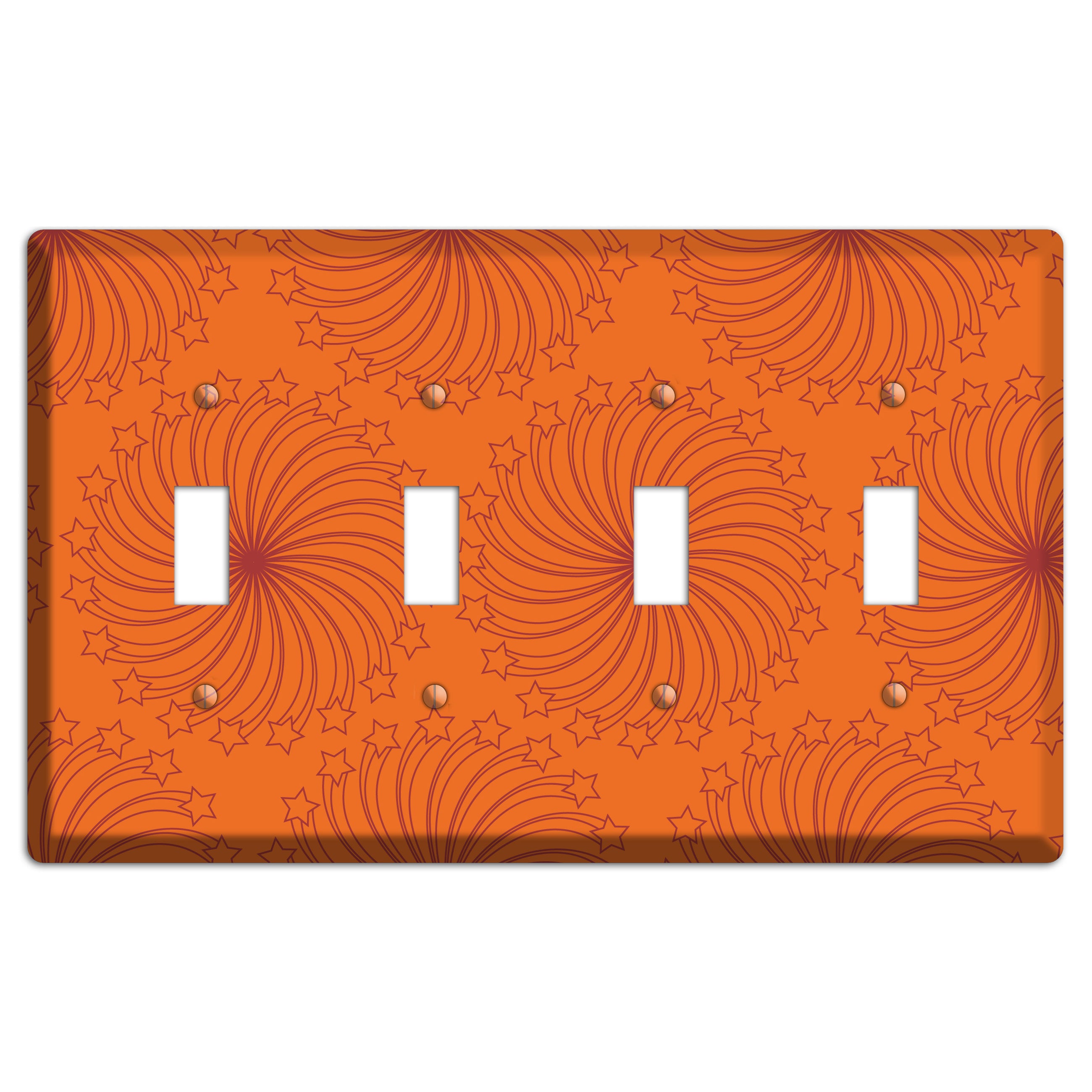 Multi Orange Star Swirl 4 Toggle Wallplate