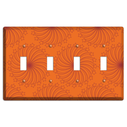 Multi Orange Star Swirl 4 Toggle Wallplate