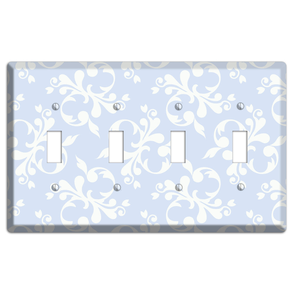 Light Blue Victorian Toile 4 Toggle Wallplate
