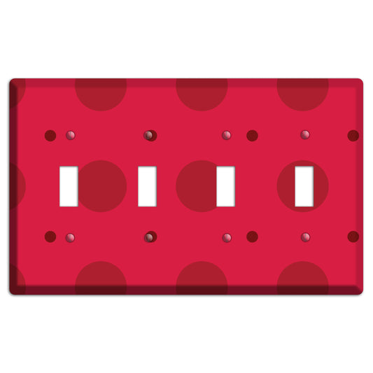 Red with Red Multi Tiled Medium Dots 4 Toggle Wallplate
