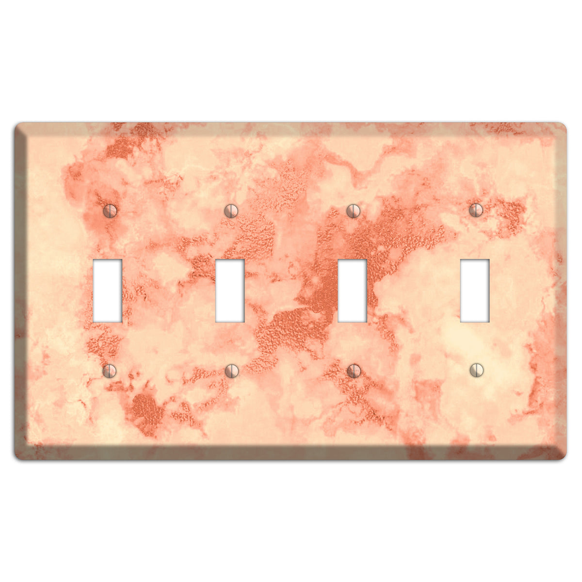 Apricot Peach Marble 4 Toggle Wallplate