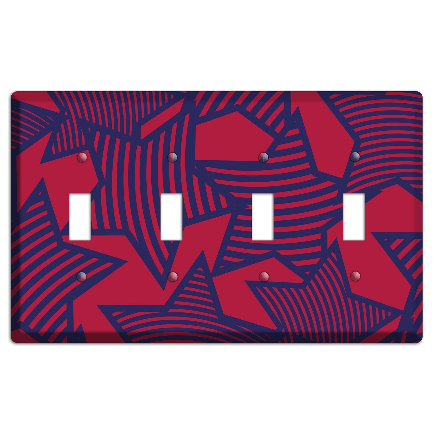 Red with Large Blue Stars 4 Toggle Wallplate