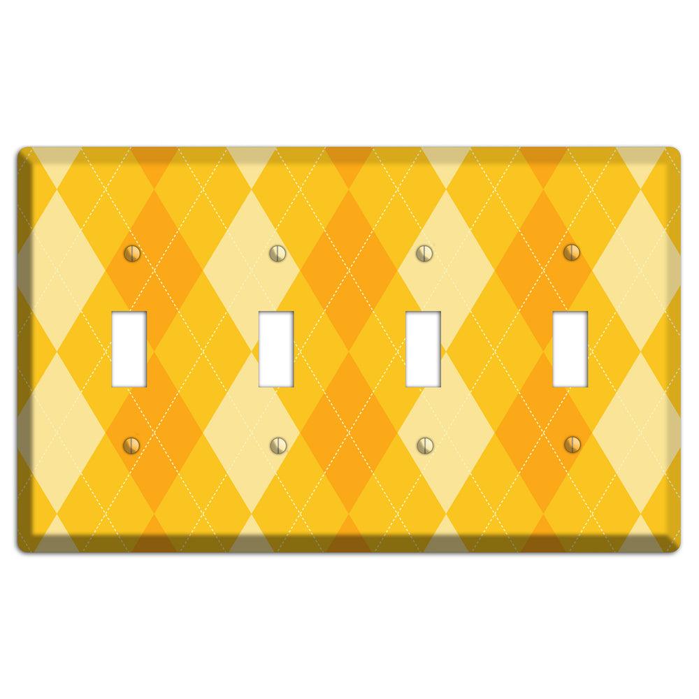 Yellow Argyle 4 Toggle Wallplate