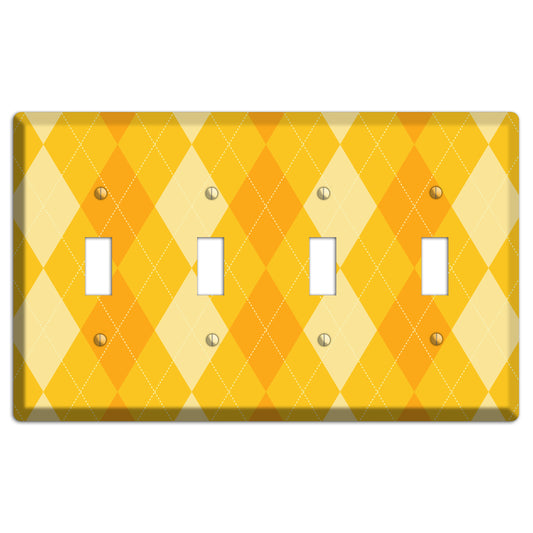 Yellow Argyle 4 Toggle Wallplate