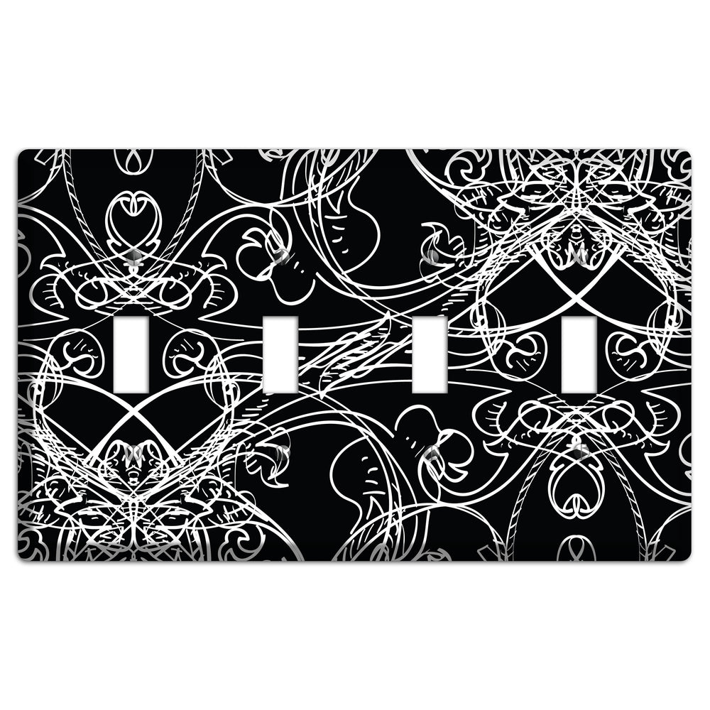 Black Deco Sketch 4 Toggle Wallplate