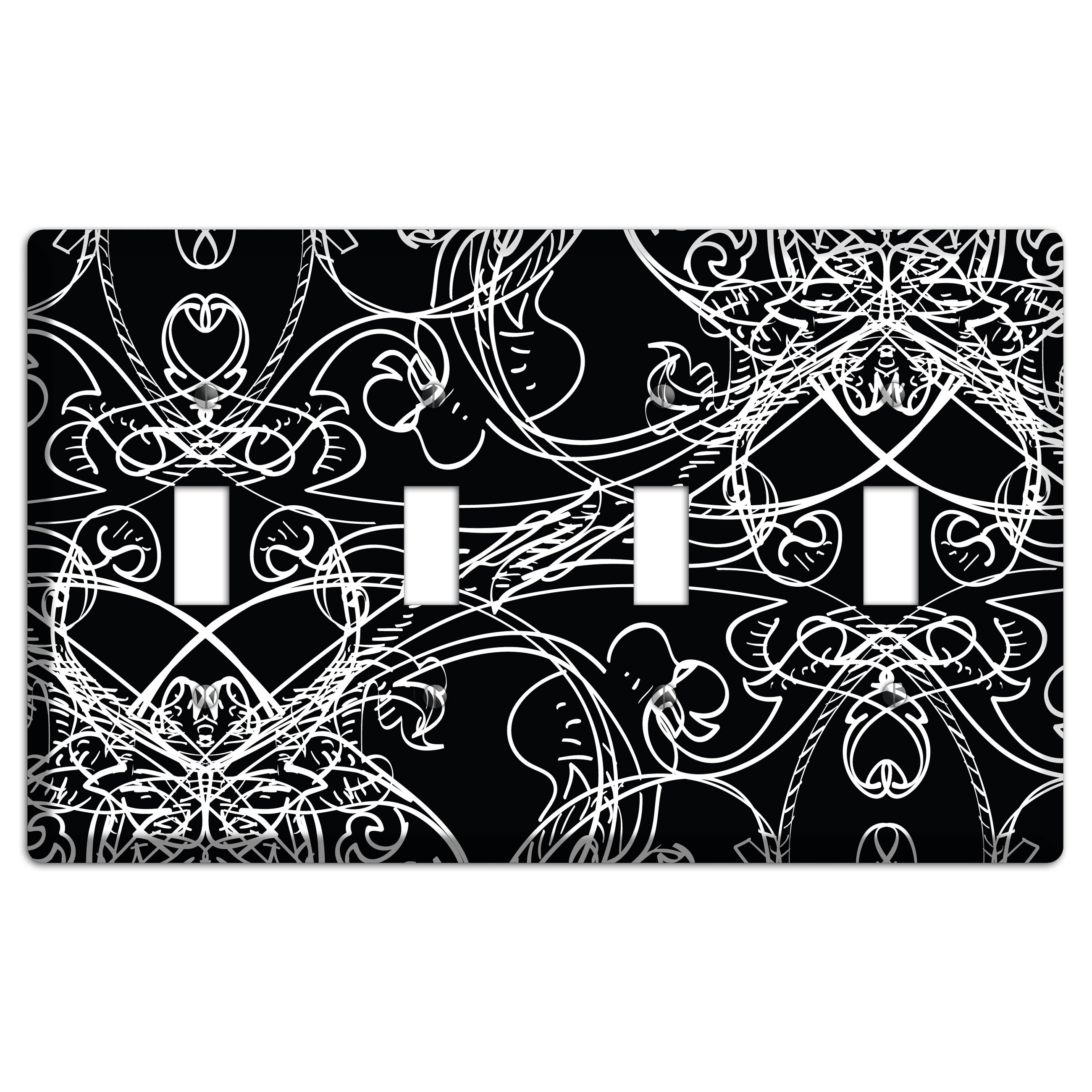 Black Deco Sketch 4 Toggle Wallplate