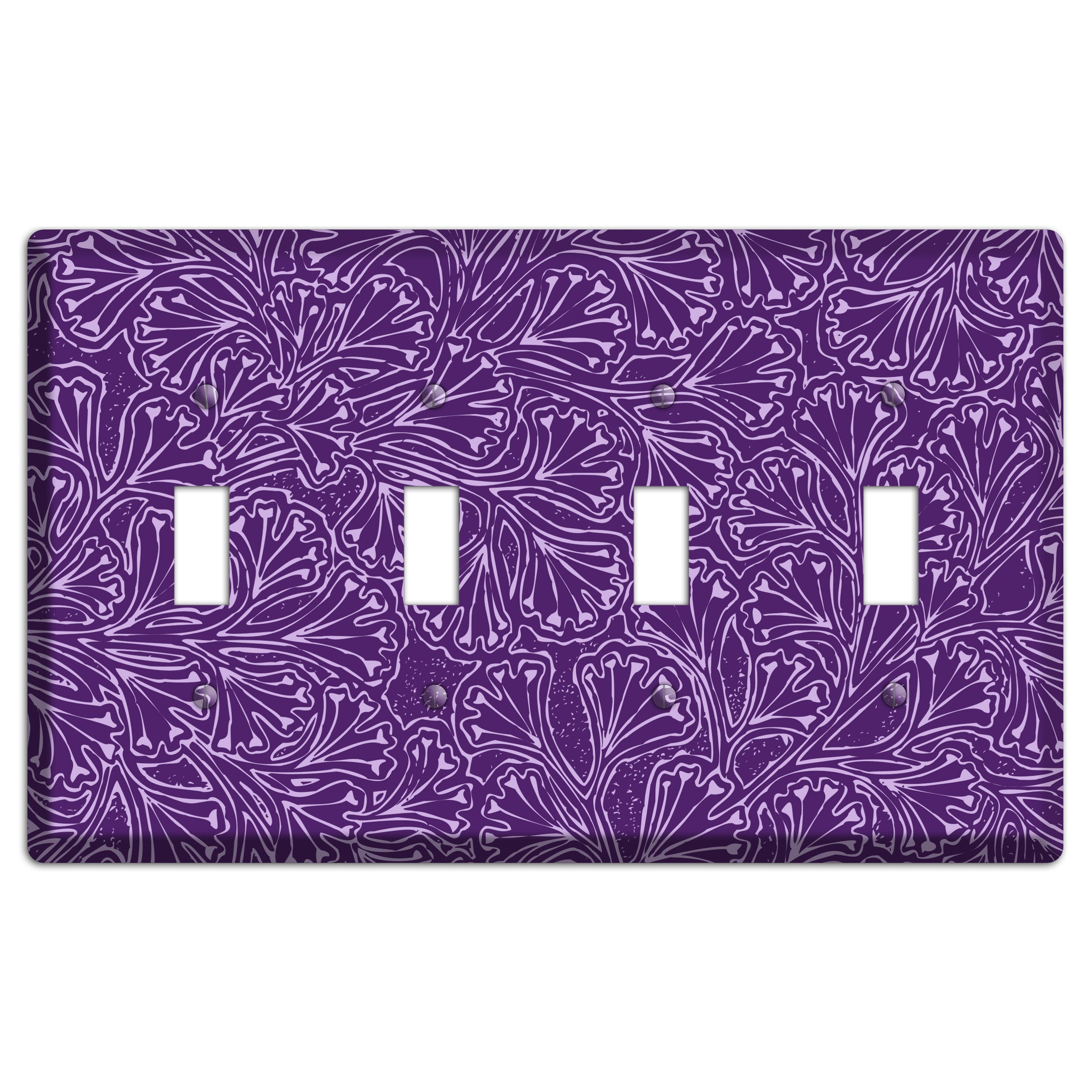Deco Purple Interlocking Floral 4 Toggle Wallplate