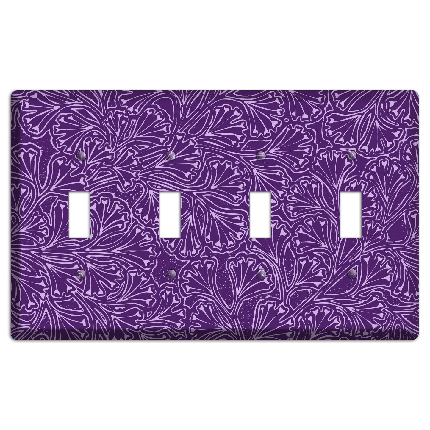Deco Purple Interlocking Floral 4 Toggle Wallplate