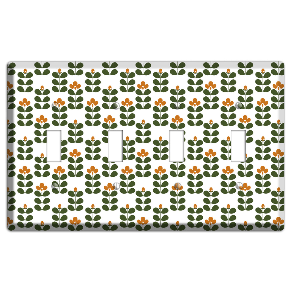 Umber Deco Floral Half Drop 4 Toggle Wallplate