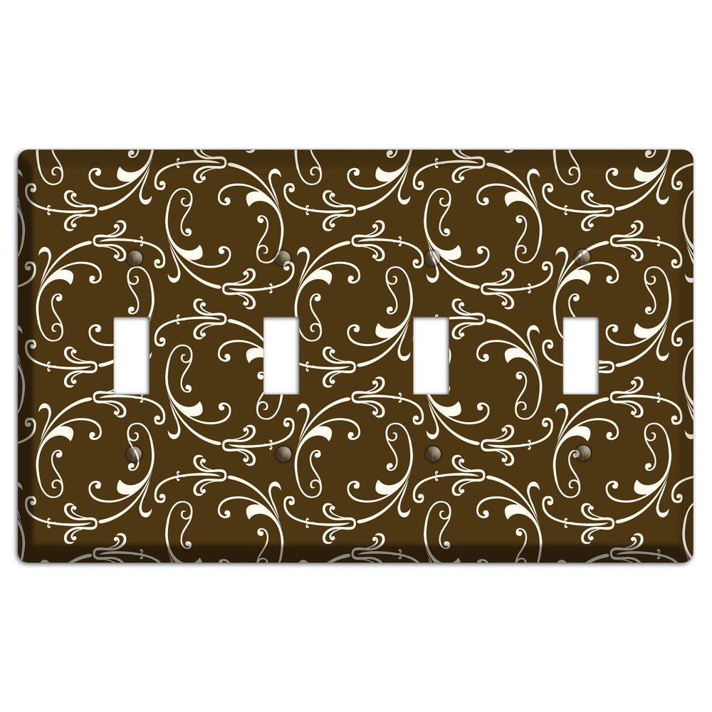 Brown Victorian Sprig 4 Toggle Wallplate