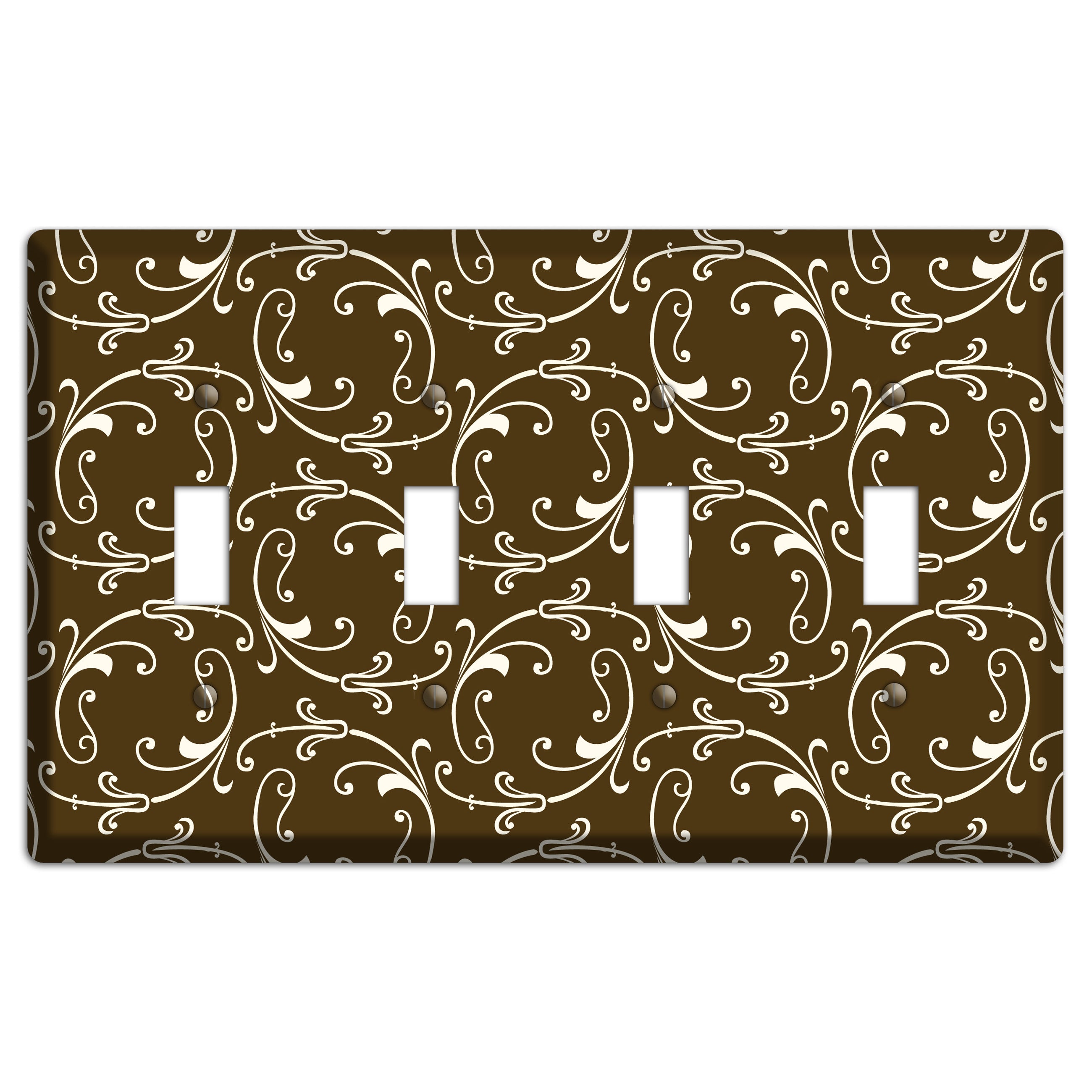 Brown Victorian Sprig 4 Toggle Wallplate