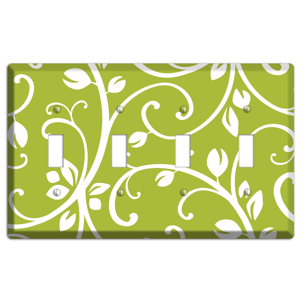 Green Bud Sprig 4 Toggle Wallplate