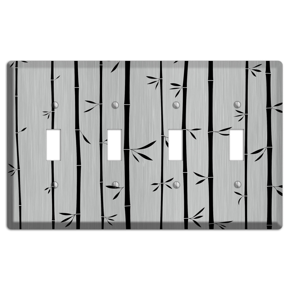 Bamboo Stainless Steel 4 Toggle Wallplate