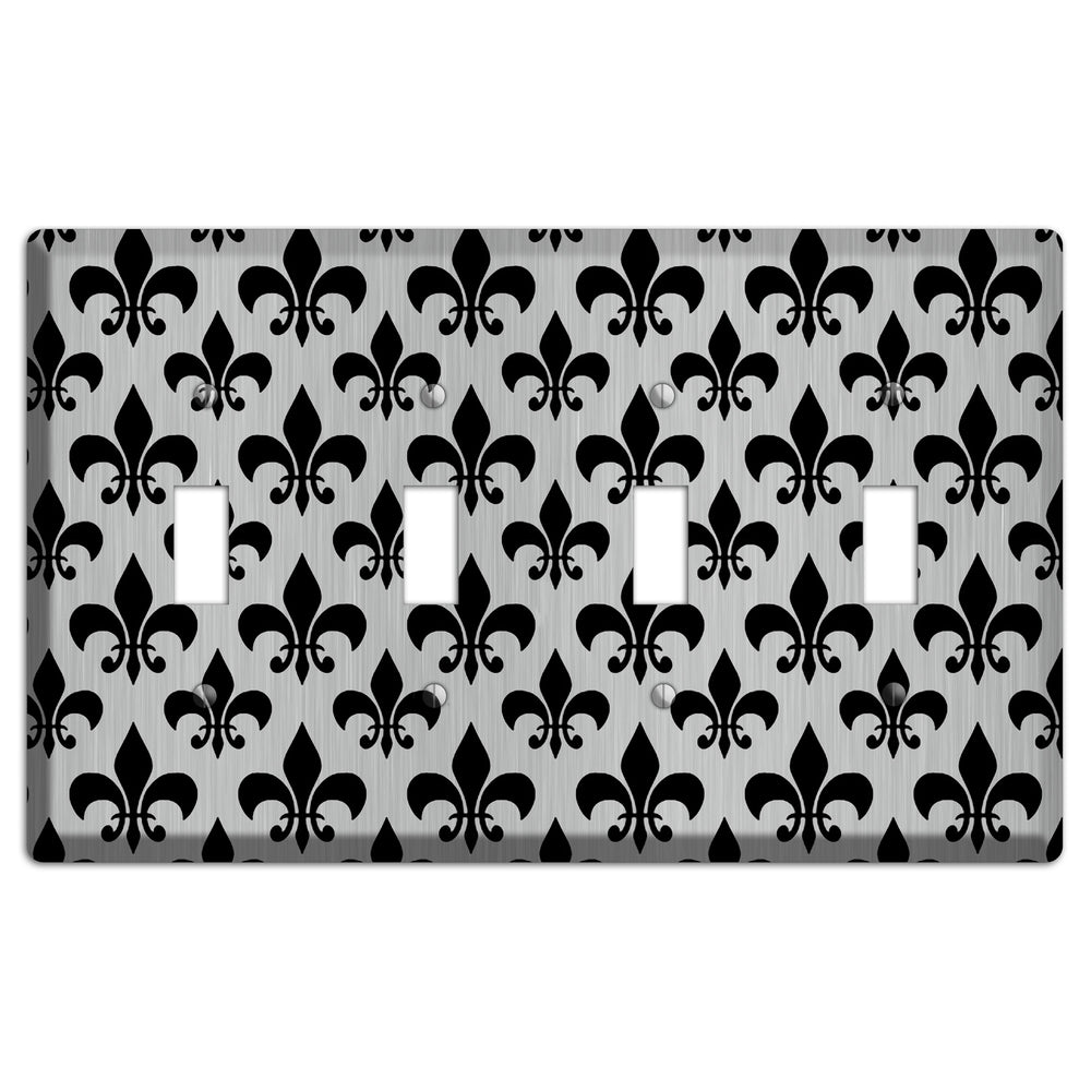 Fleur de Lis Stainless Steel 4 Toggle Wallplate