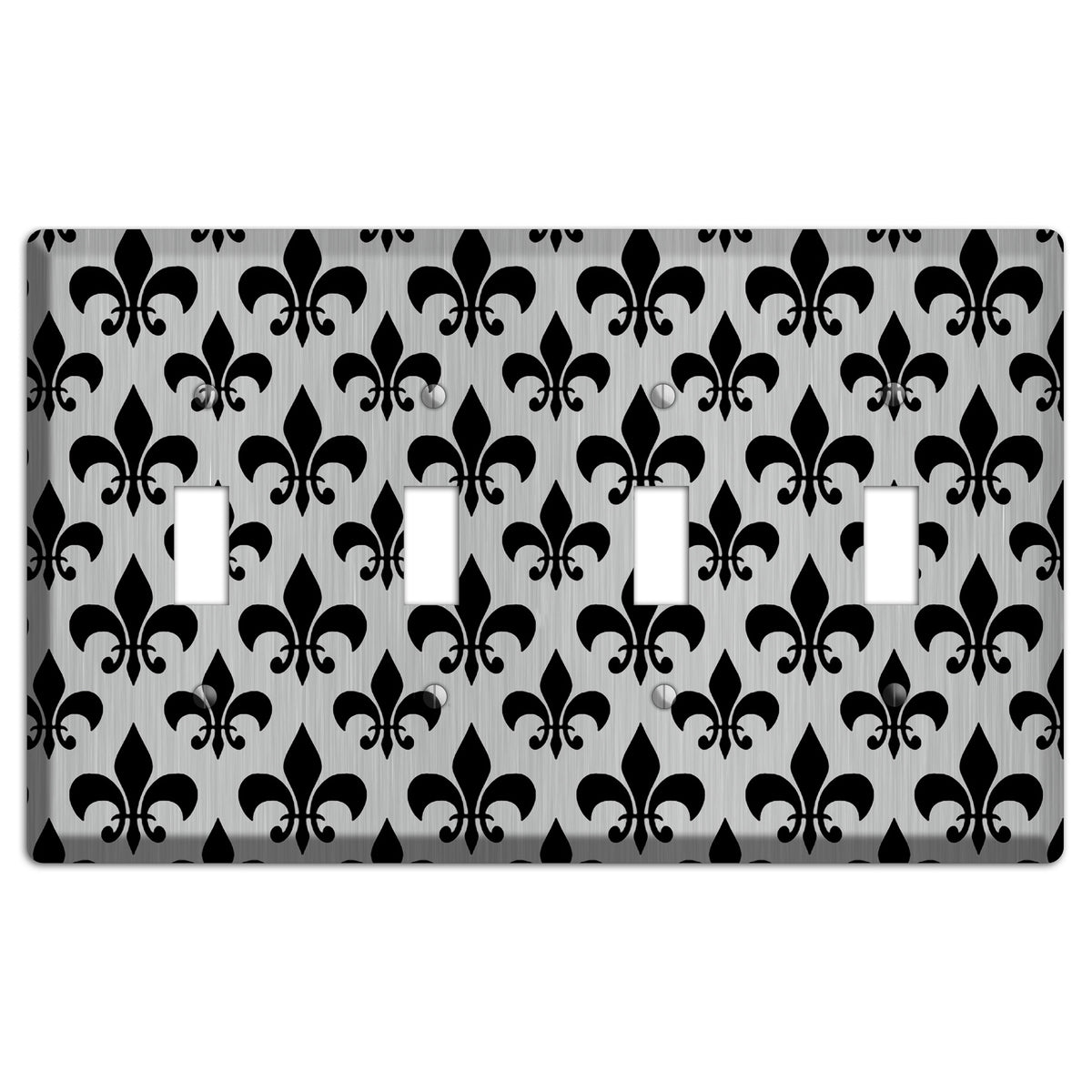 Fleur de Lis Stainless 4 Toggle Wallplate