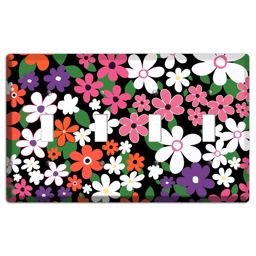 Hippie Flowers 4 Toggle Wallplate
