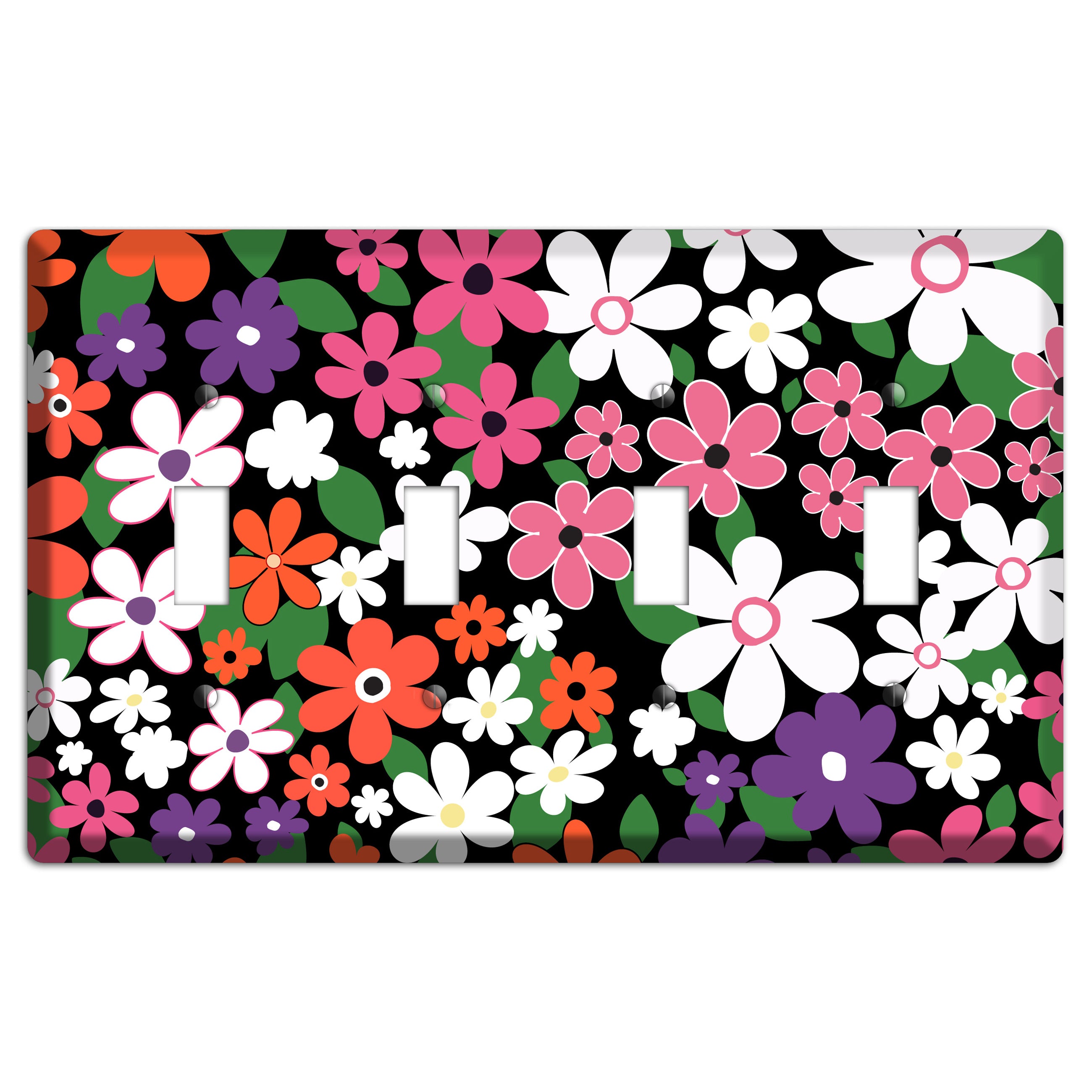 Hippie Flowers 4 Toggle Wallplate