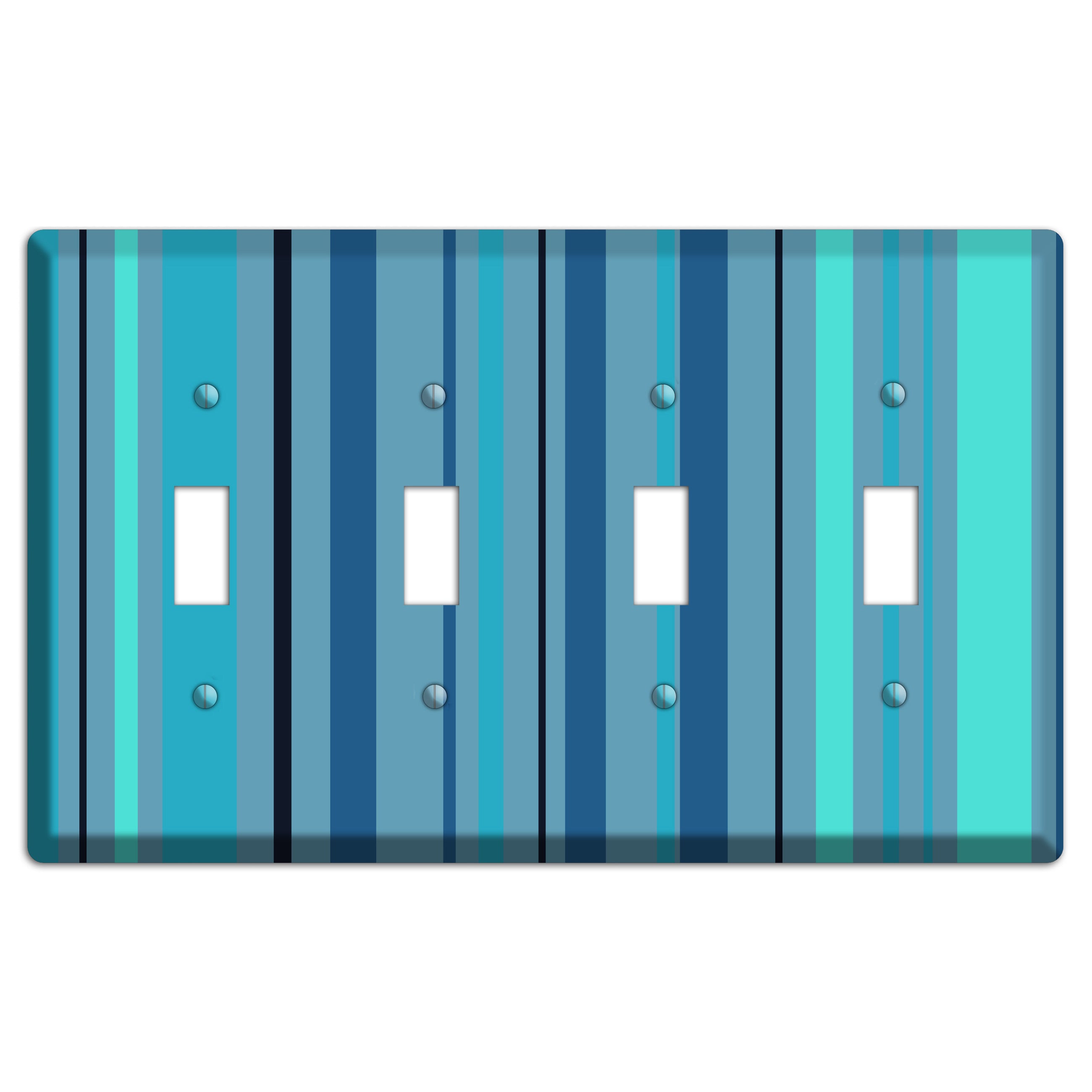 Multi Turquoise Vertical Stripe 4 Toggle Wallplate