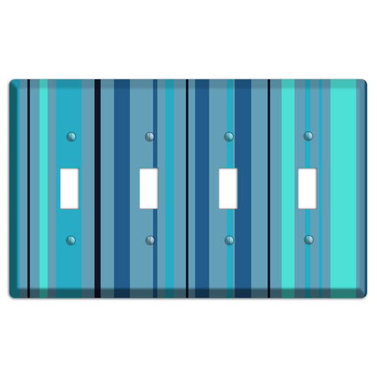 Multi Turquoise Vertical Stripe 4 Toggle Wallplate