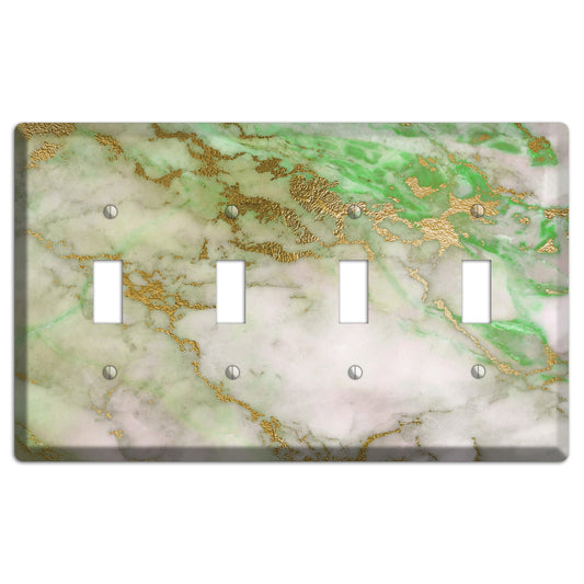 Swamp Green Marble 4 Toggle Wallplate