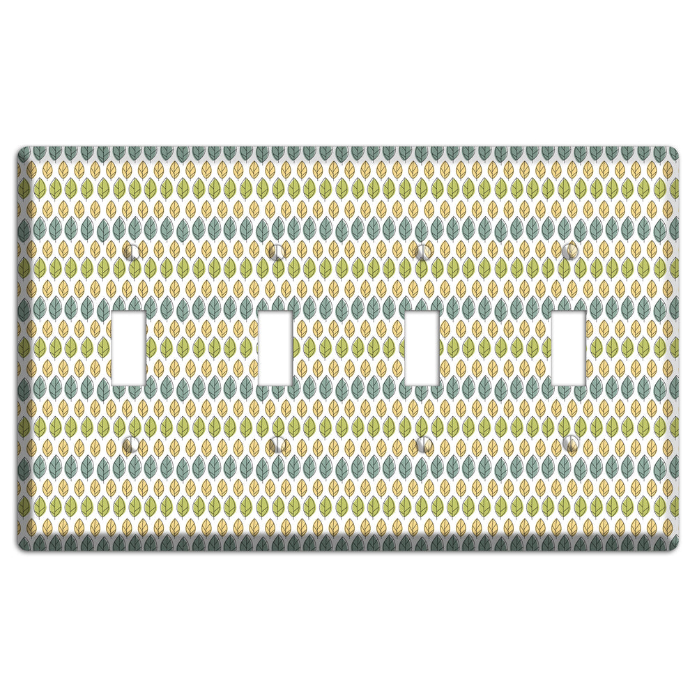 Sage Beige Dusty Blue Leaf Contour 4 Toggle Wallplate