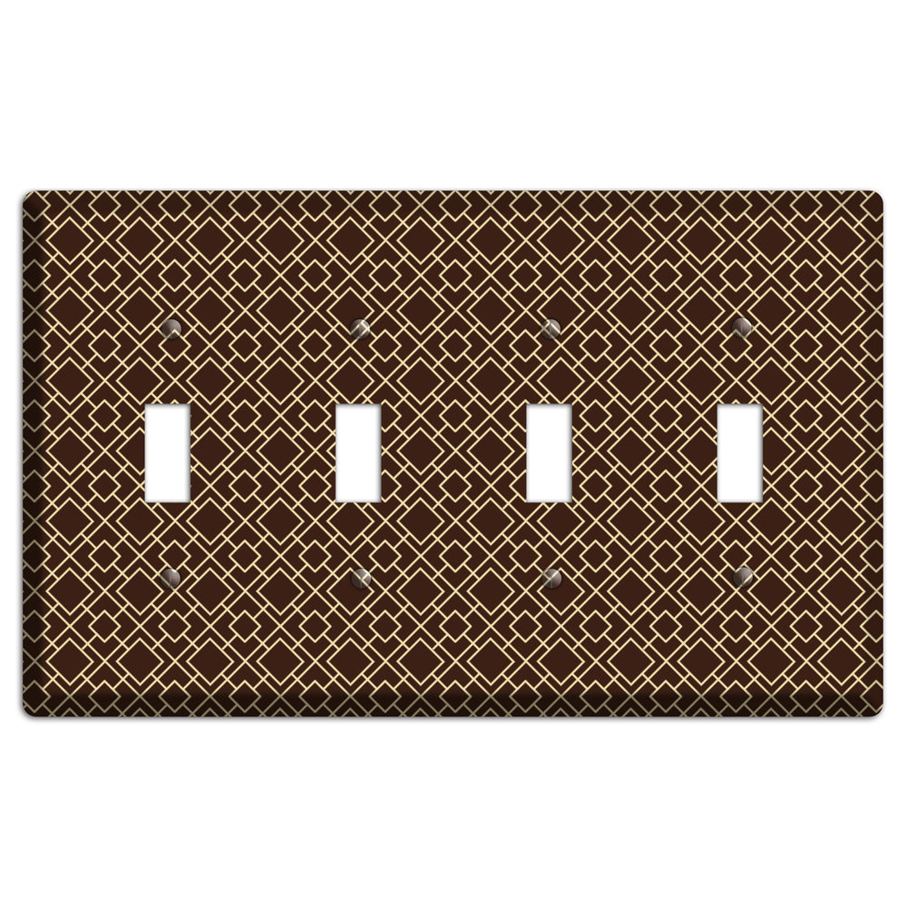 Asian Square Pattern 4 Toggle Wallplate