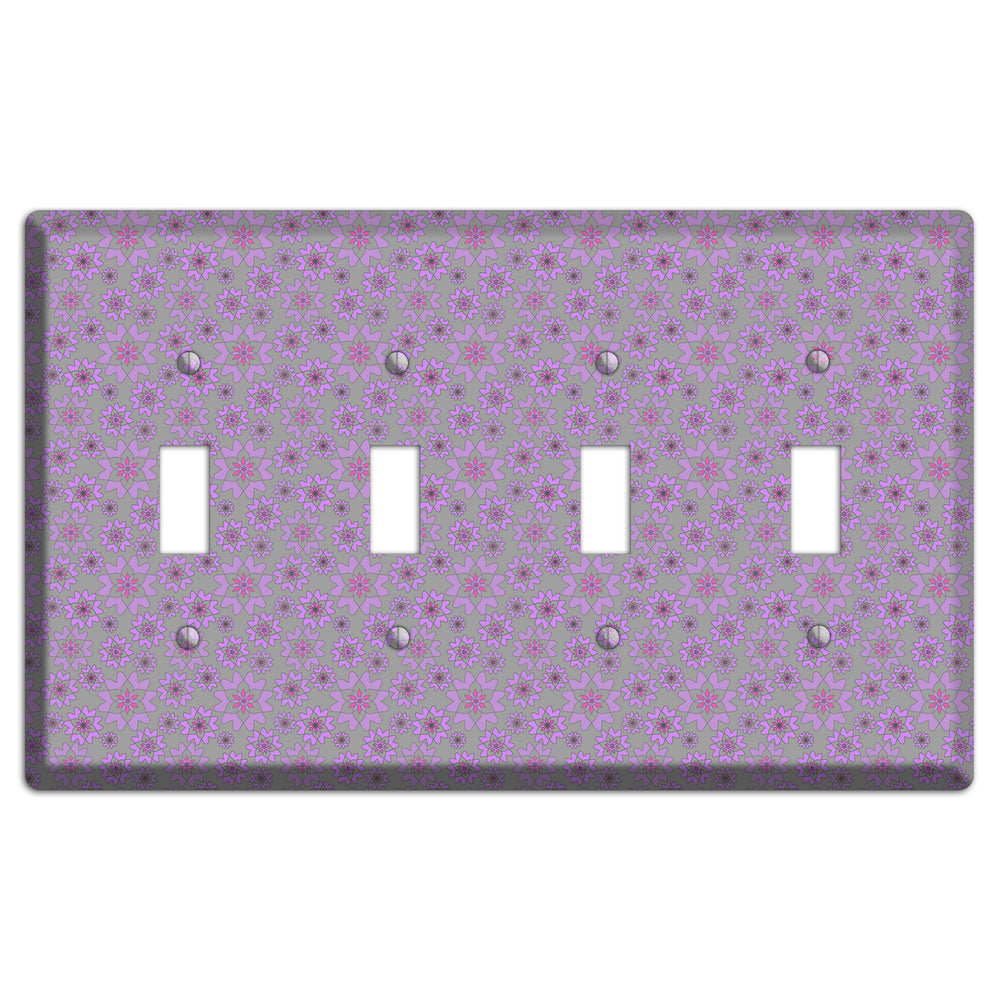 Grey with Tiny Purple Retro Suzani 2 4 Toggle Wallplate