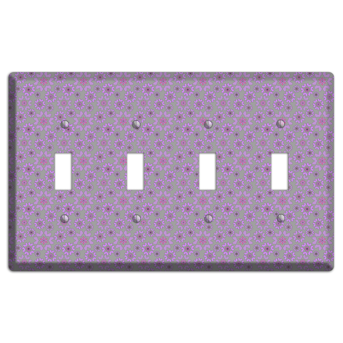 Grey with Tiny Purple Retro Suzani 2 4 Toggle Wallplate