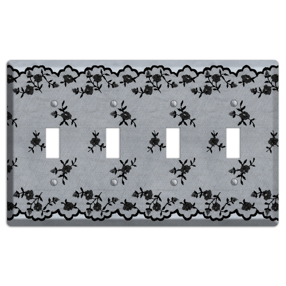 Embroidered Floral Gray 4 Toggle Wallplate