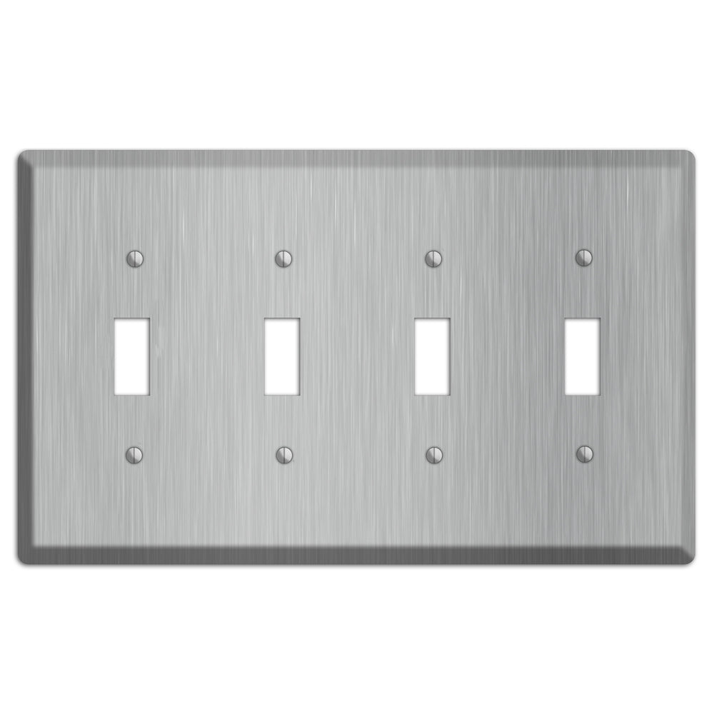Brushed Stainless Steel 4 Toggle Wallplate