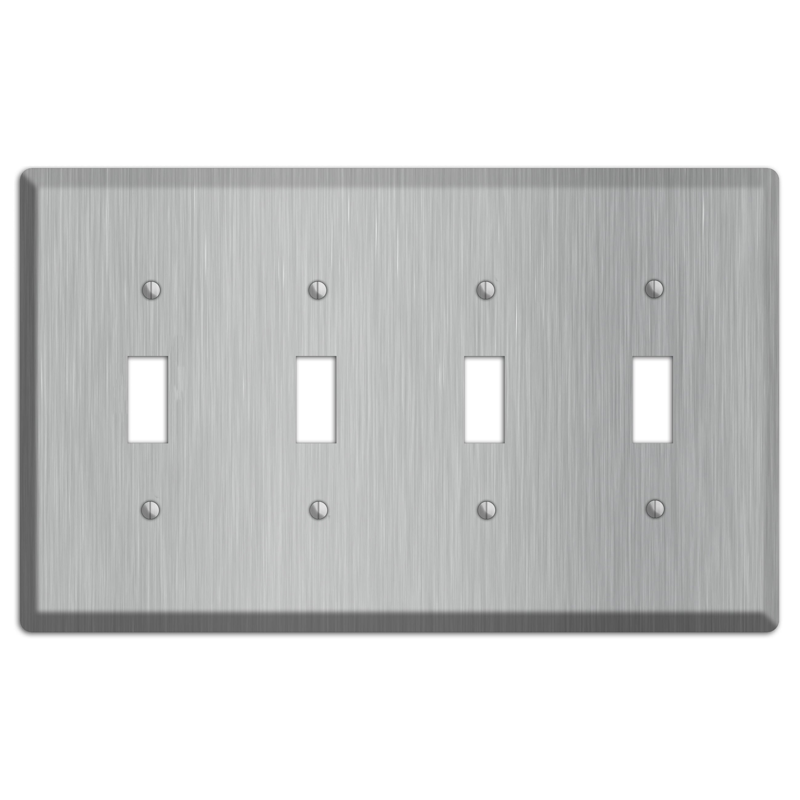 Brushed Stainless Steel 4 Toggle Wallplate