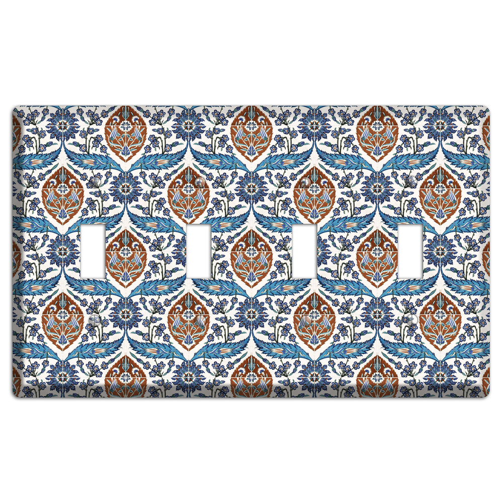 Ornate Feather Tile 4 Toggle Wallplate